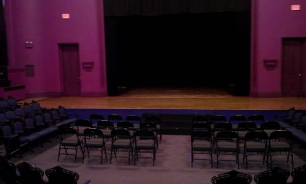 The theater auditorium at 12 Vassar St. can seat 200 and is ideal for both community and professional stage productions.