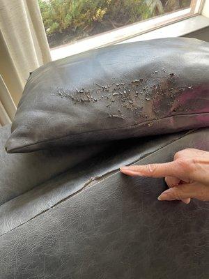 Poor quality materials used in re-upholstery.