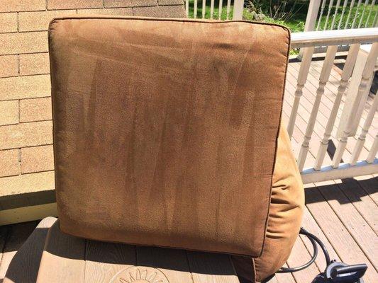 Deep steam cleaning on soiled upholstery