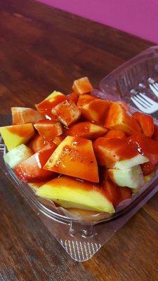 Fruit Salad with chamoy, lime, and spicy powder