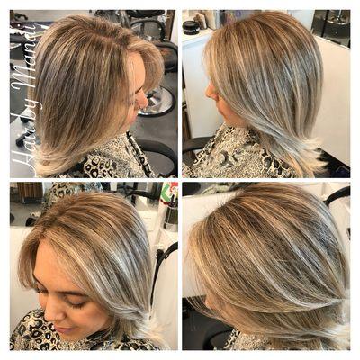 Highlights with a shadowed root.