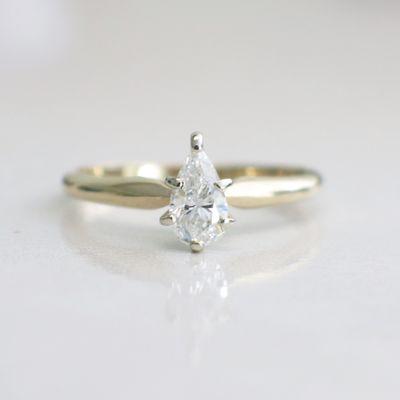 Pear Shaped Diamond Solitaire Engagement Ring