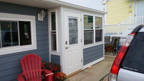 Entry door framed and installed