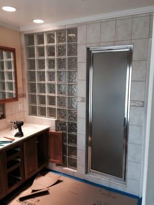 The homeowner wanted to update their master bathroom without a complete remodel.  The old steam shower was removed and was re...