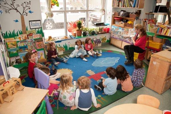 Sunny classrooms on quiet Warren street.