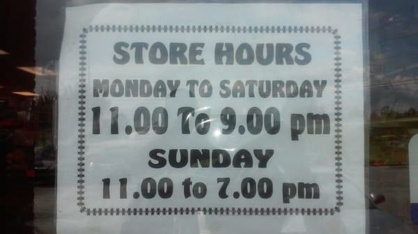 Store hours