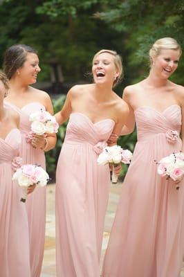 Bridesmaids in pink dresses