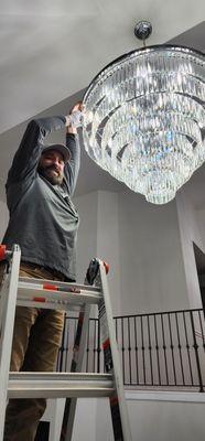 Installing a crystal chandelier