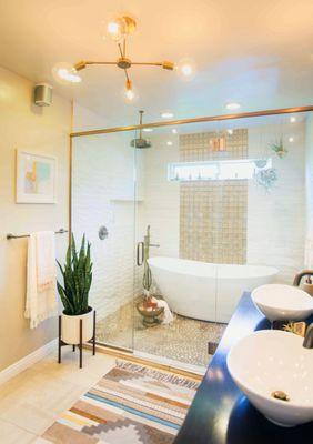 Point Loma Residence: Transitional Boho Bling "Master Bathroom Remodel"