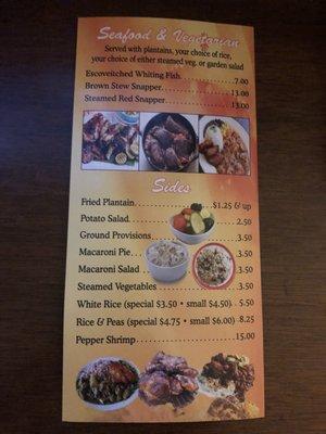 (Backside) To-Go Menu