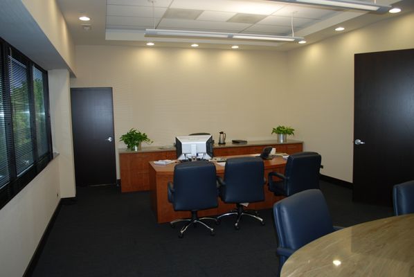 Wood Dale, IL Executive offices and meeting room. Demolition, framing, drywall, painting, acoustic ceiling grid and tile, lighting.