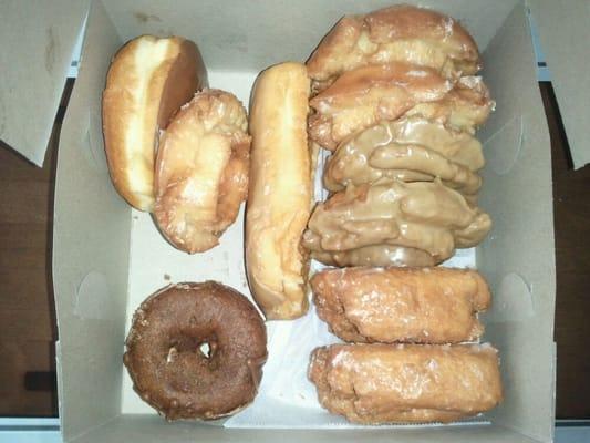 The boyfriend snuck a couple on the way home. Best maple bars and old fashioned donuts!