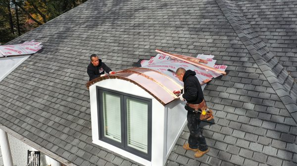 Curved copper standing seam roofs completed in Morristown NJ