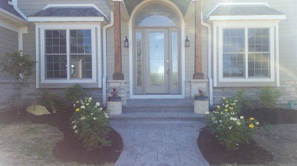 Stamped Concrete front walk and steps.