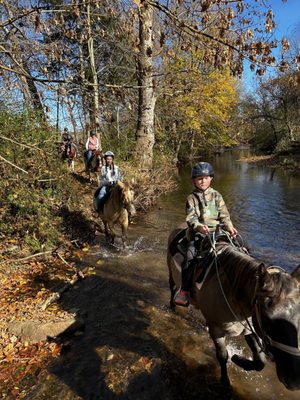 Crossing the creek.