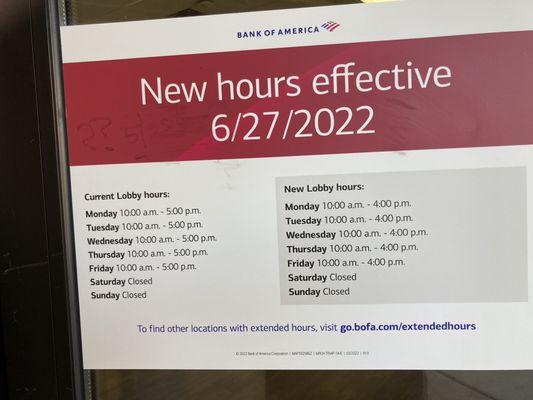 These new hours suck!!! Effective 6/27/22.