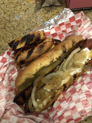 Seattle dog and Peanut Butter bacon hot link!