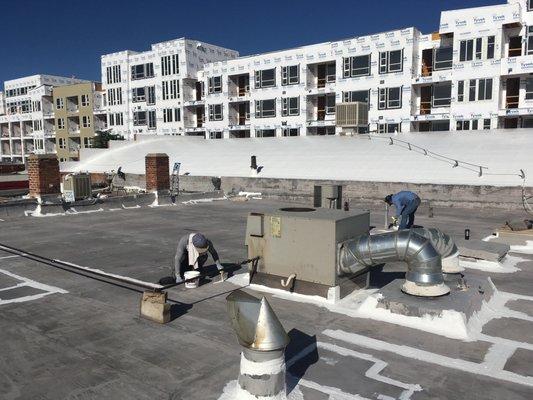 Flat roof re-coated with GacoFlex