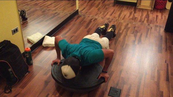 Post a broken shoulder, 44 push-ups off a bosu ball.