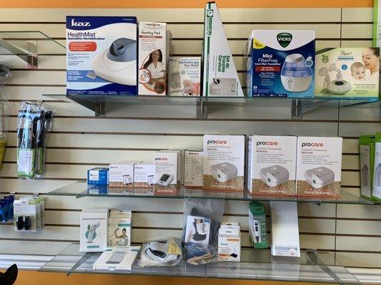 Nebulizers, humidifiers, blood pressure monitors