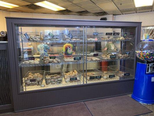 Inside  Bagel display case