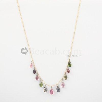 Tourmaline Drops in 14K Gold Chain