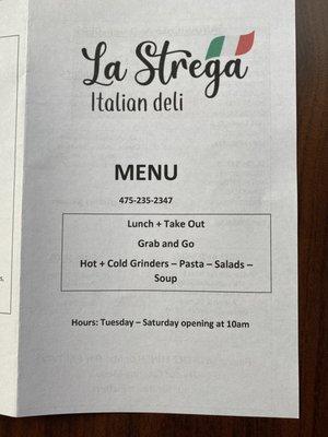 La Strega Menu