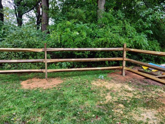 Split Rail Fence install