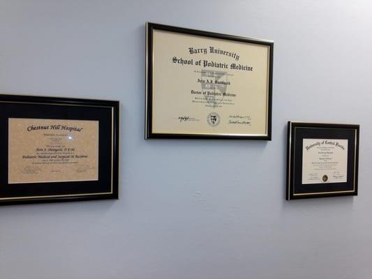 Dr. Sheingold's Diplomas