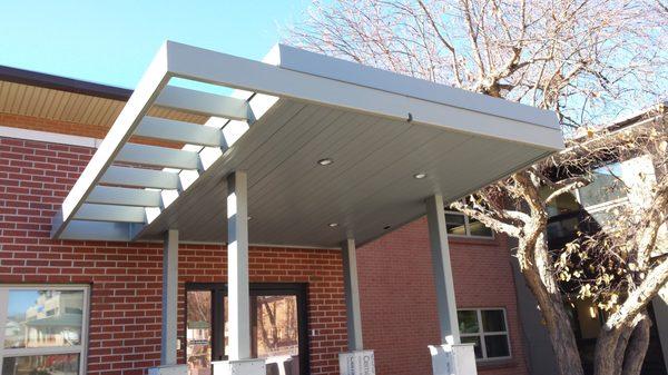 24-gauge metal soffit fabricated and installed by Calebs