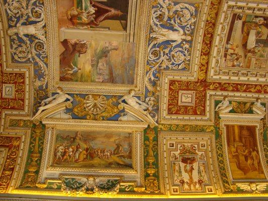 Art on the ceiling of the Vatican.