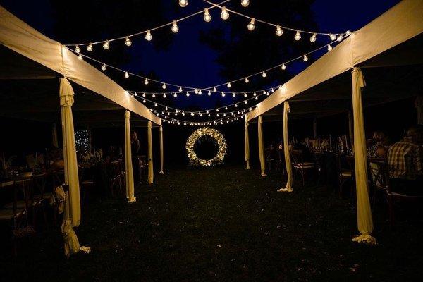 Beautiful wedding altar with led lights, blooming creations nailed my vision!