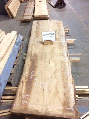 Large live edge oak slab. This slab is 10 ft long and 42 inches wide.