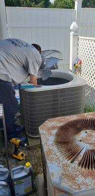 Bucks County Fuel's Service Technician Fixing My Air Conditioner.