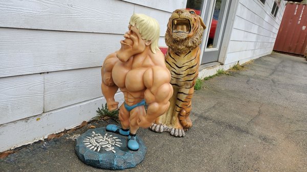 Vintage promotional statues at TUCK'S GYM in Griffin, Georgia.