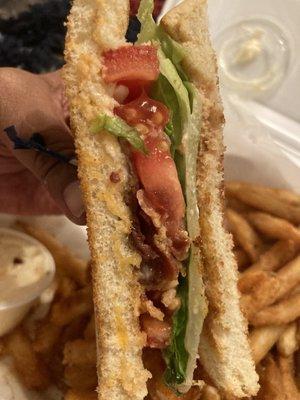 BLT with fries. I forgot to say "no tomatoes" Pulled them out after I took the picture. It was delicious