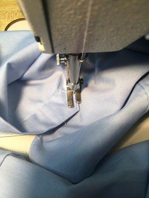 Stitching a sleeve placket