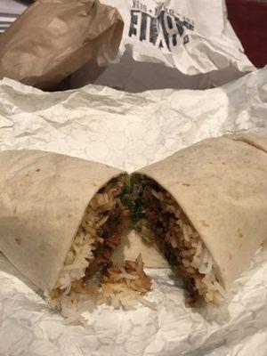 Korean BBQ beef burrito - it was good (6 out of 10) with a little kick from the kimchi and filling