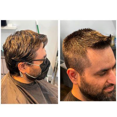 Before & After  on men's regular haircut