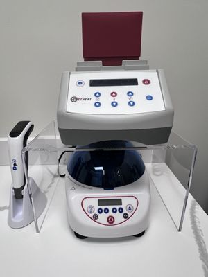 PRF, EZ gel, & DP4 Microneedling device tools.