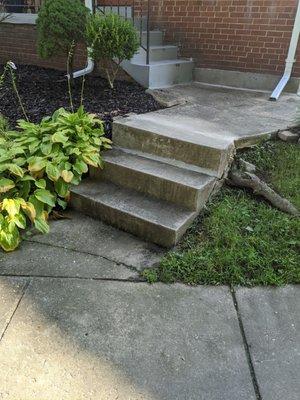 Before- notice the 11" rise on the step leading to the front door.