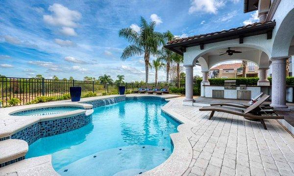 Brand new luxury home pool deck summer kitchen modern contemporary