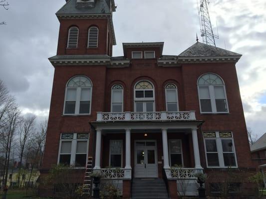 Cleaning the windows at local courthouse