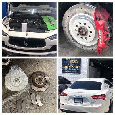 2014 Maserati ghibli in for Brakes,Rotors & Oil change.