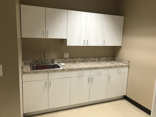 Elmhurst, IL office kitchen cabinet and countertop replacement.