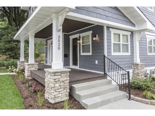 Front Entry porch for a custom home in Linden Hills, Minneapolis, MN.