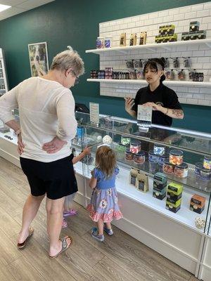 My mother and daughters browsing the selection.