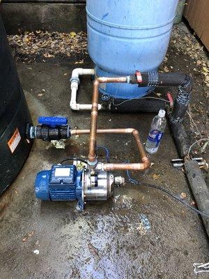 Pressure booster pump. For people on system with Wells and also low pressure for water supply