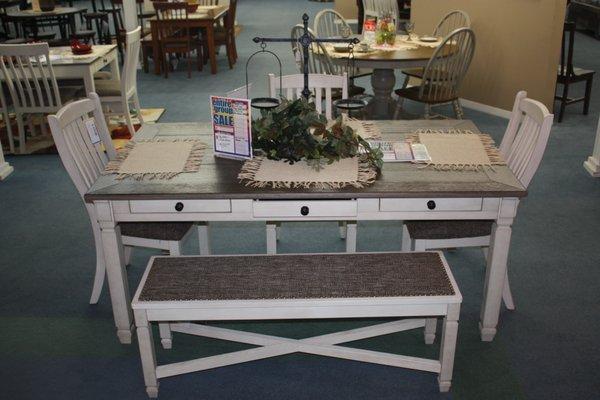 A beautiful dining table with drawers