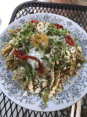 Chilaquiles w/ mojo marinated pulled pork